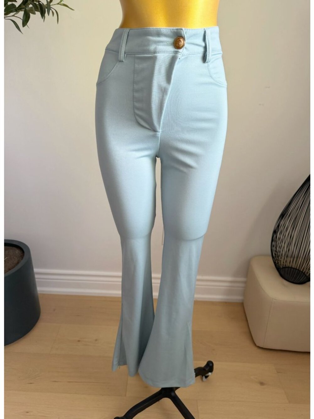 Light Blue High Rise Stretch Flare Pants XS New